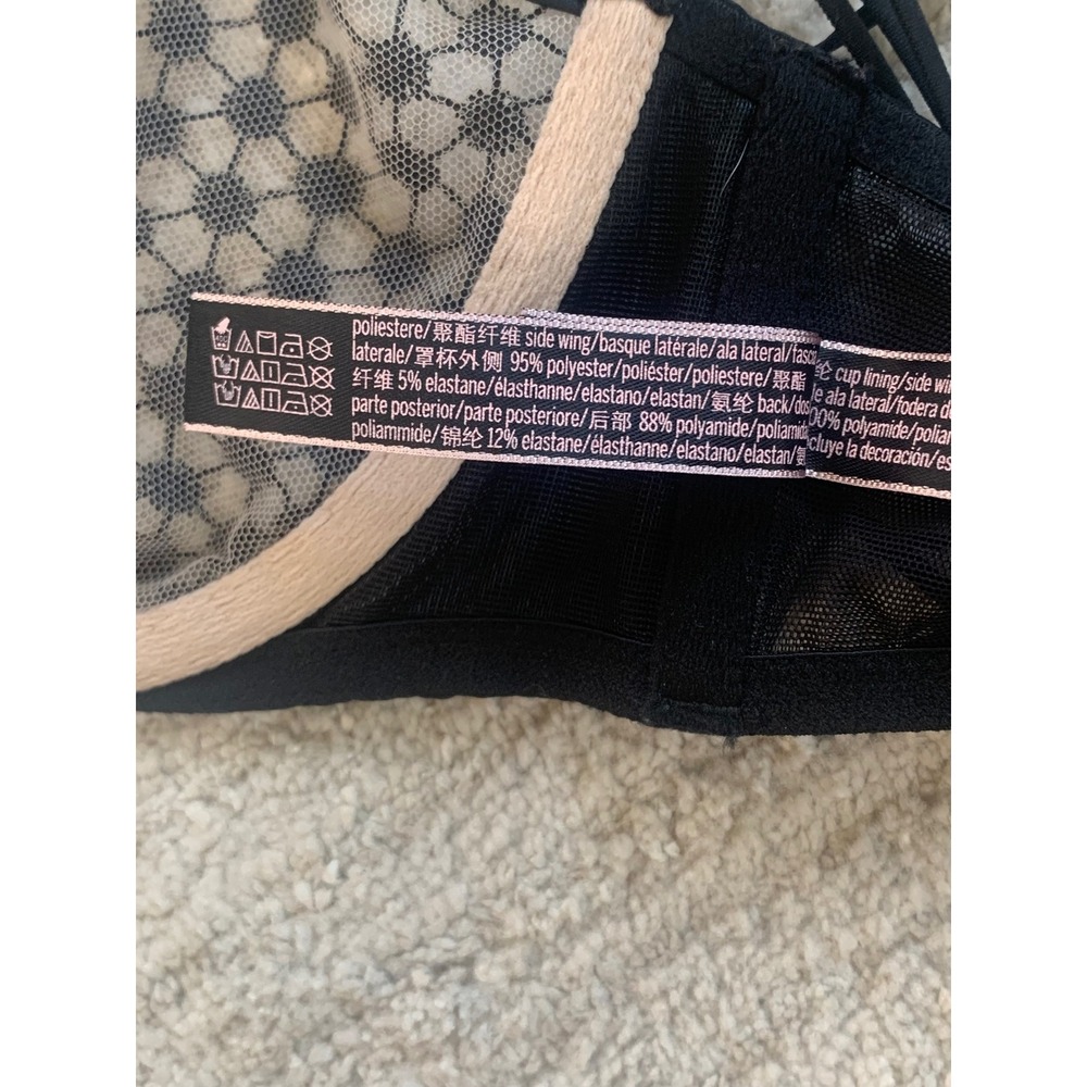 Victoria's Secret Luxe‎ Lingerie Starburst Sheer Unlined Black Plunge Bra 34 DD - Picture 12 of 13